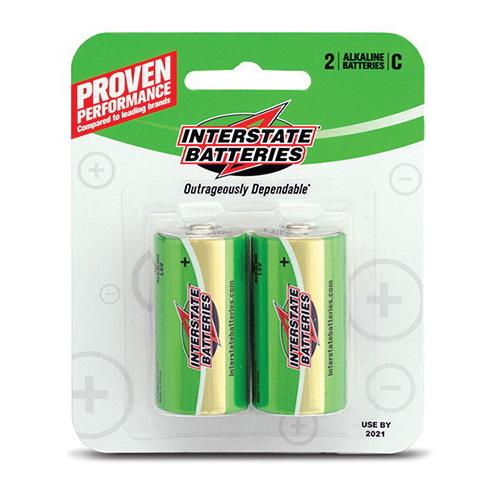 Interstate Batteries DRY0015 C Alkaline Batteries, 1.5V, 8350mAh; 2/Pack
