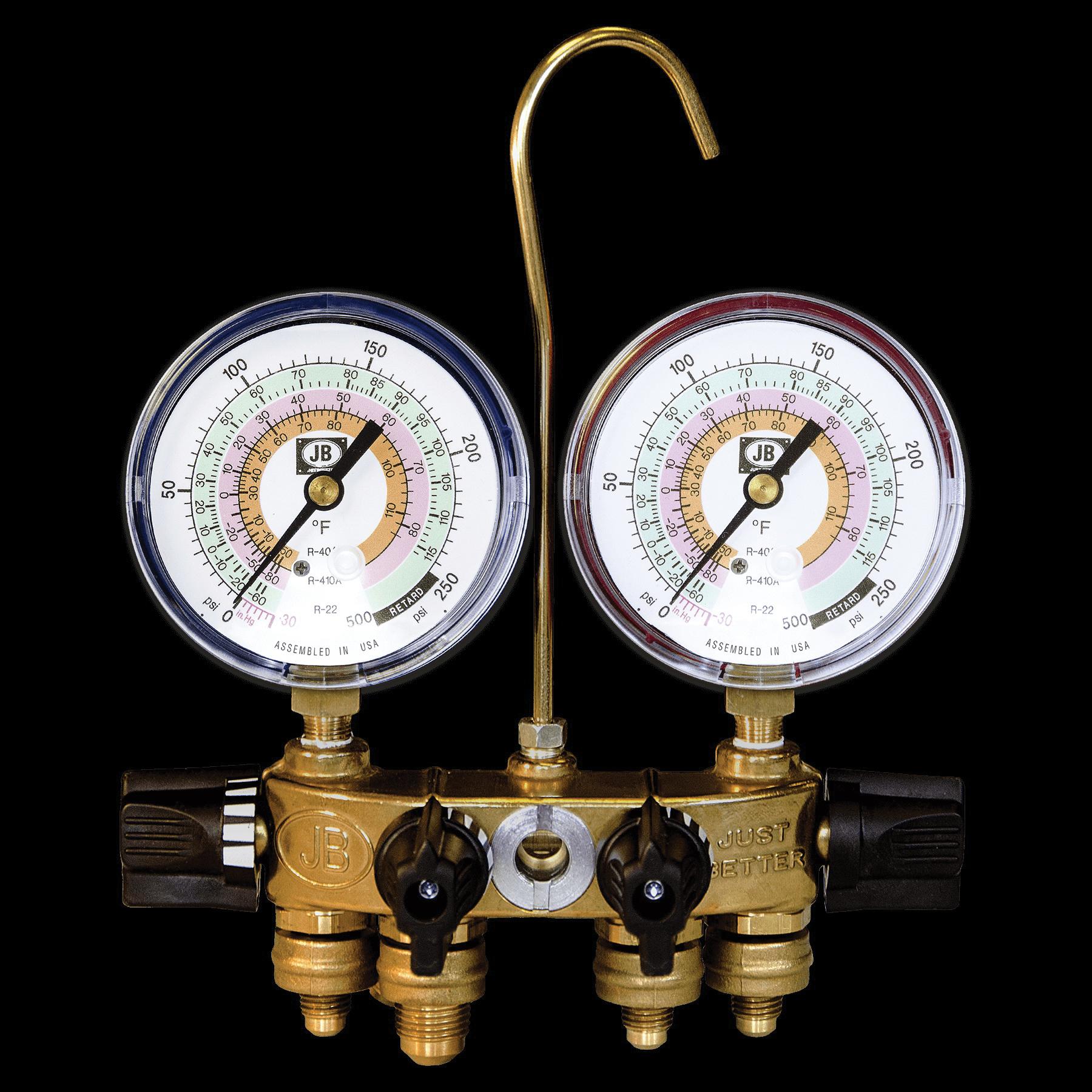 26625 4 VALVE BALL VALVE MANIFOLD R32/R454B/R410A 80MM ILLUMINATED GAUGES NO HOSES