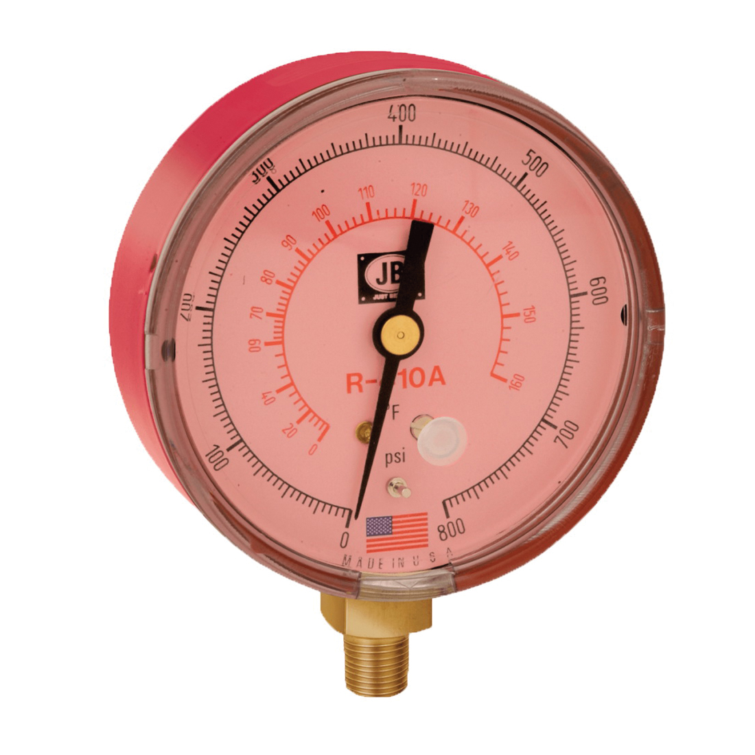 JB Industries M2-415 Manifold Gauge, 2-1/2 in Dial, 0 to 800 psi, 1/8 in