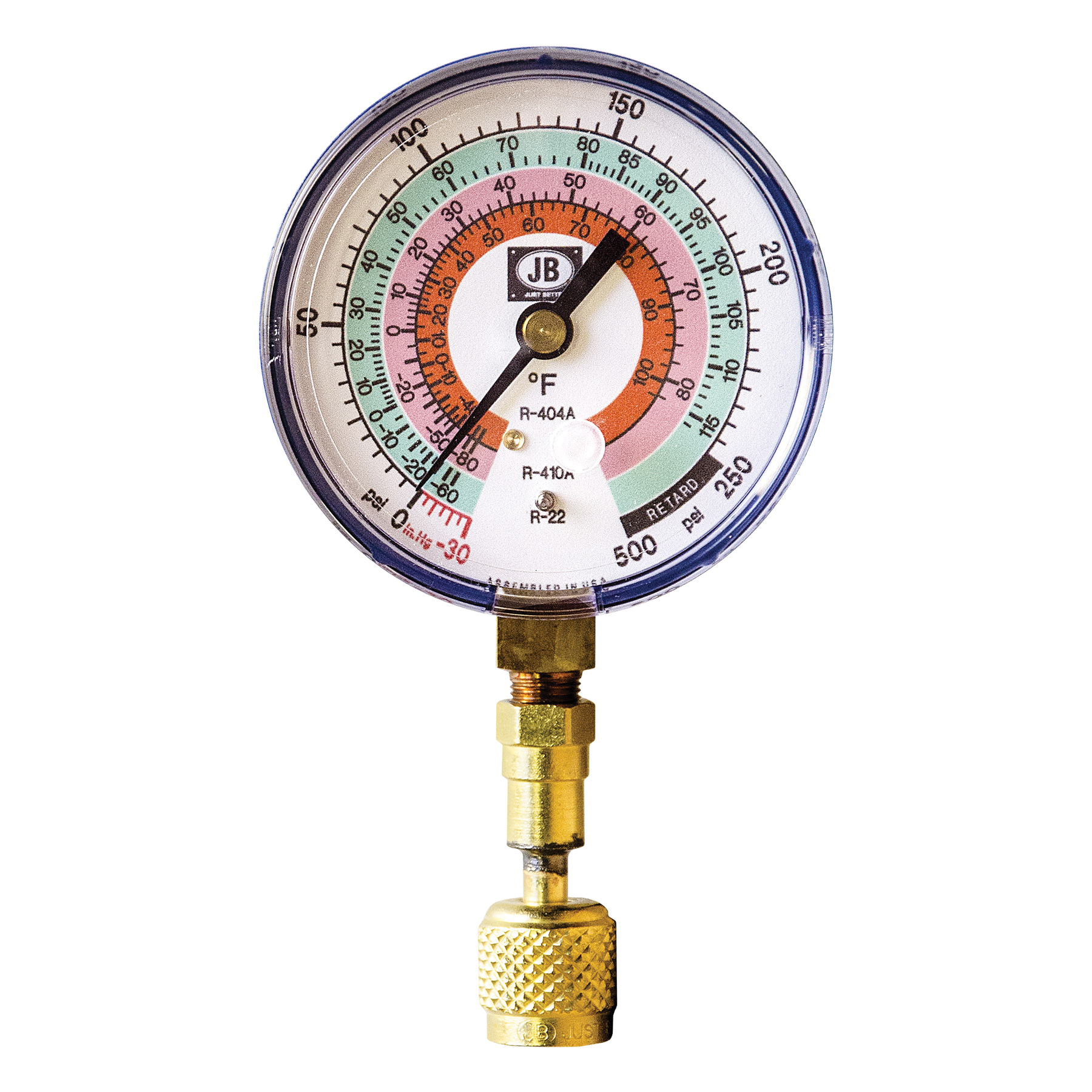 JB Industries QC-G820 Compound Single Test Gauge, +/-1 % Accuracy, 1/4 in Connection, 500 psi Pressure