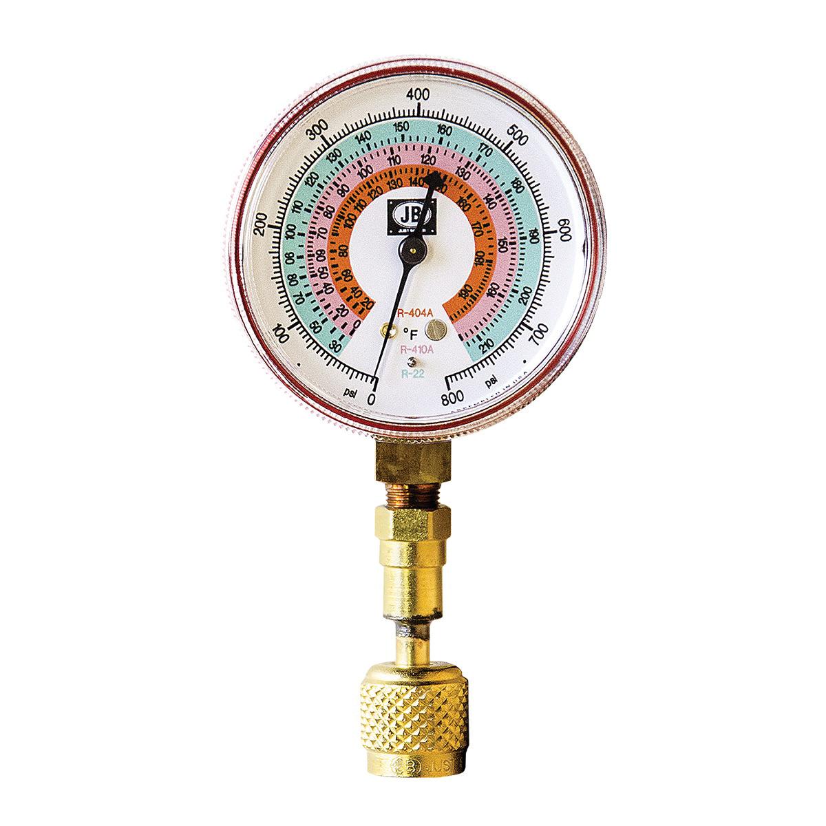 JB Industries QC-G465 Quick Connect Test Gauge, 2-1/2 in Dial, 0 to 800 psi