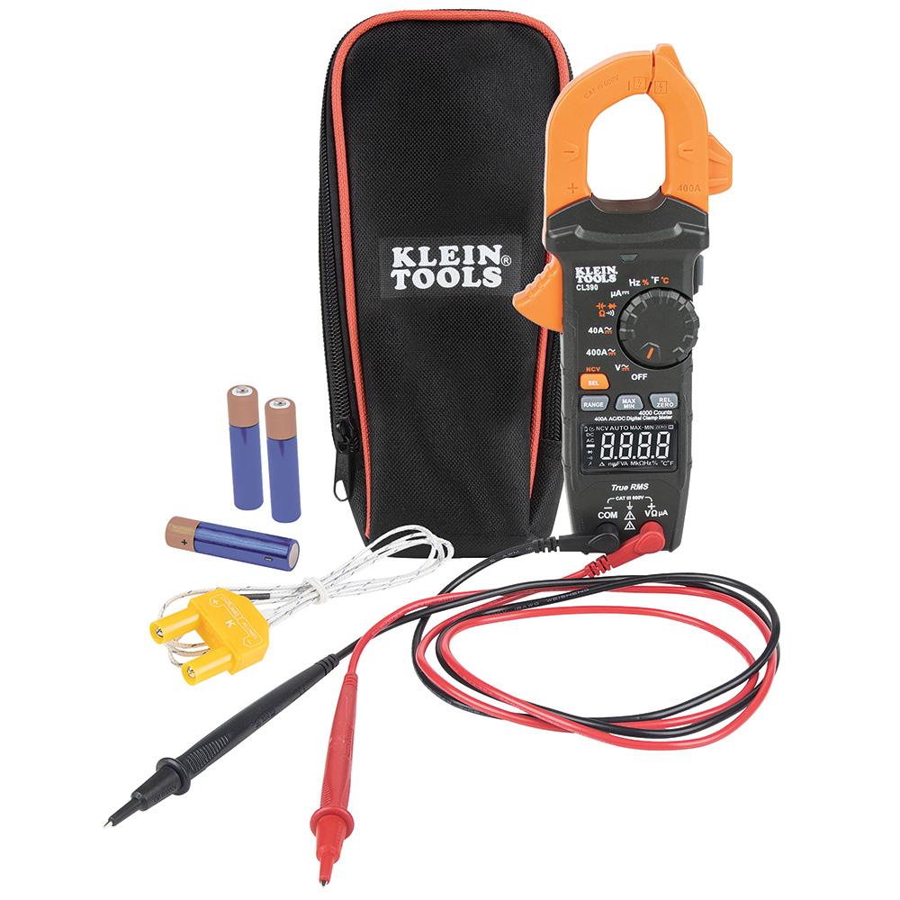KLEIN TOOLS&reg; CL390 AC/DC Digital TRMS Clamp Meter, 600 V, 400 A, 40 MOhm, 1.6 in Jaw