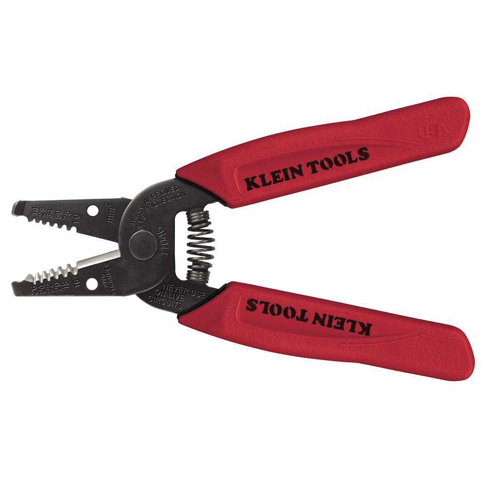 KLEIN TOOLS® 11046 Wire Stripper/Cutter, 6-1/4 in OAL, Straight Jaw, 16 to 26 AWG Stranded Cable/Wire, Textured Handle