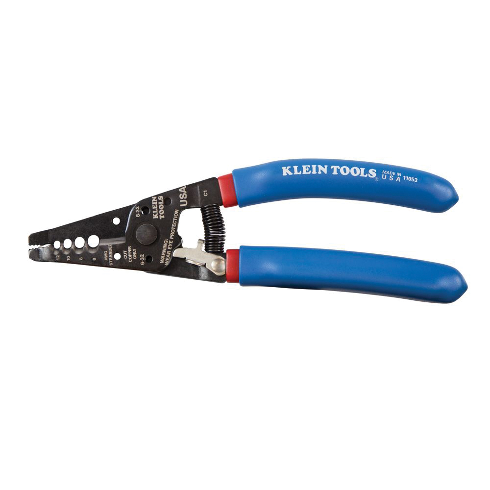 KLEIN TOOLS® Klein-Kurve® 11053 Wire Stripper/Cutter, 7-1/8 in OAL, Straight Jaw, 6 to 12 AWG Stranded Cable/Wire