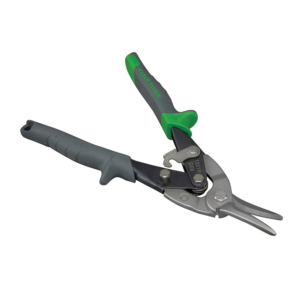 KLEIN TOOLS® 1201R Aviation Snip With Wire Cutter, Right, Straight Cut, 1-1/2 in L Cut, Steel Blade, Green Handle