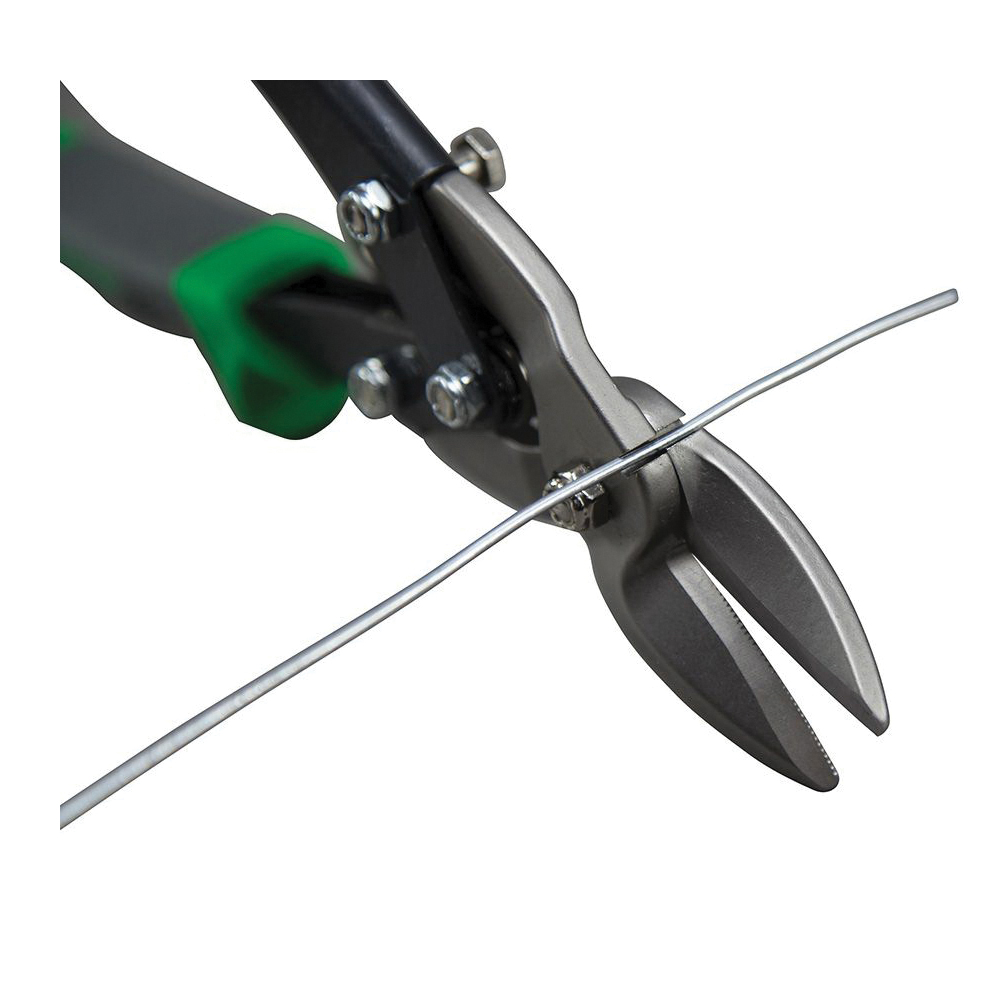 KLEIN TOOLS® 1201R Aviation Snip With Wire Cutter, Right, Straight Cut, 1-1/2 in L Cut, Steel Blade, Green Handle