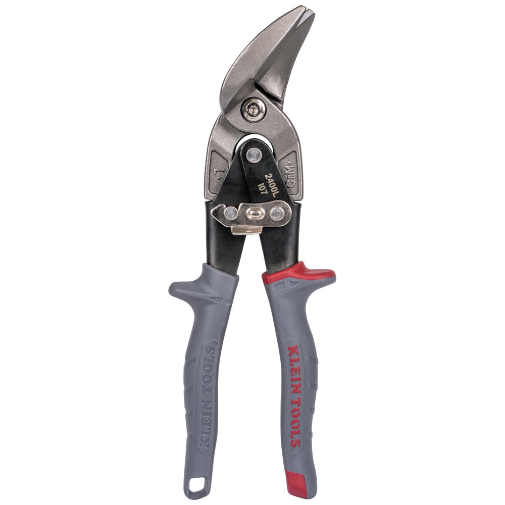 KLEIN TOOLS® 2400L Aviation Snip, Serrated Blade, Left Cut, 1-1/4 in L Cut, Steel Blade, Contoured Handle, Red Handle