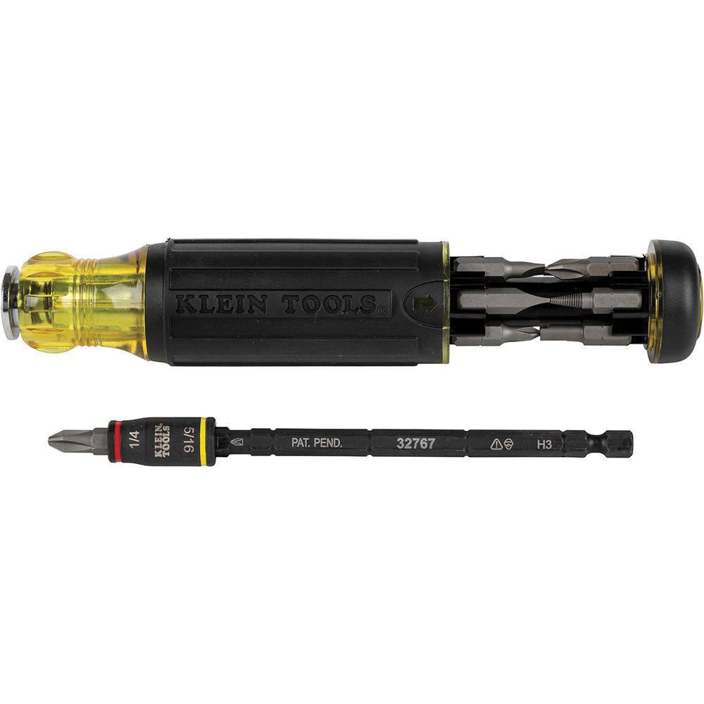 KLEIN TOOLS® 32304 14-in-1 Adjustable Length Impact Screwdriver With Flip Socket, Phillips/Slotted/Square/TORX® Point