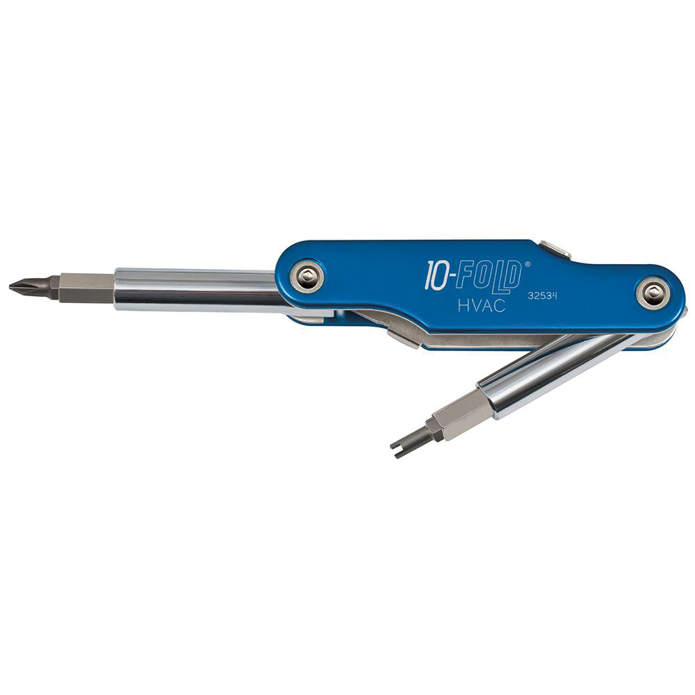 KLEIN TOOLS® Schrader, 10-Fold 32534 Screwdriver, Phillips, Square, Slotted Point, 8-3/4 in OAL