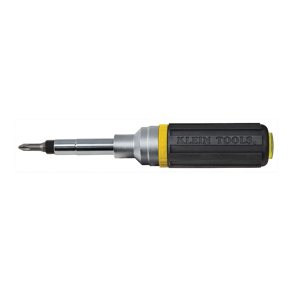 KLEIN TOOLS® 32558 Multi-Bit Screwdriver, Hex, Phillips, Robertson Square Recess, Slotted Point, 8 in OAL