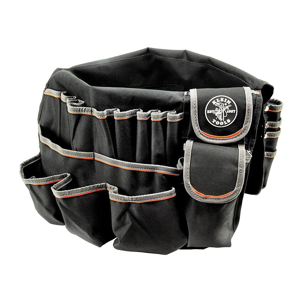 KLEIN TOOLS® Tradesman Pro™ 55448 Bucket Bag, 45 Pockets, Polyester, Black/Gray/Orange, 23 in L x 19 in W x 23 in H thumbnail 2