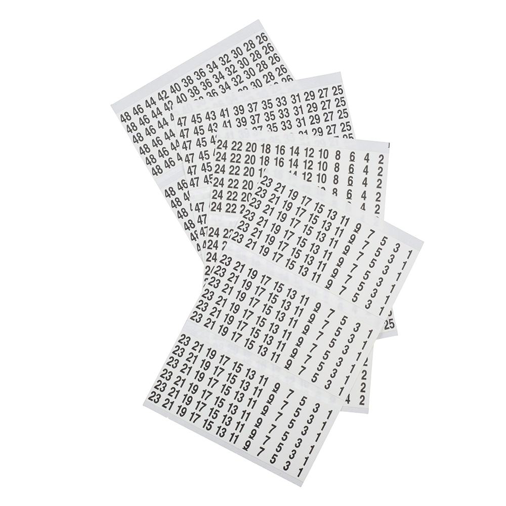 KLEIN TOOLS® 56250 Wire Marker Book, 5-1/2 in H, 3.328 in W, 1 to 48, Cloth, Black Legend, White Background