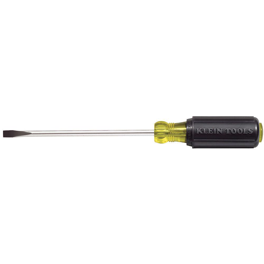 KLEIN TOOLS® 605-6 Heavy-Duty Screwdriver, Cabinet Point, 1/4 in Point, 10-11/32 in OAL, Cushion Handle