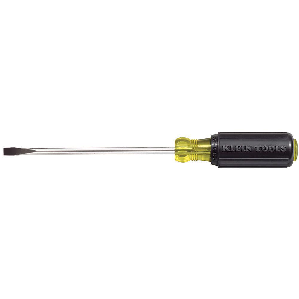 KLEIN TOOLS® 605-8 Heavy-Duty Screwdriver, Cabinet Point, 1/4 in Point, 12-11/32 in OAL, Cushion Handle