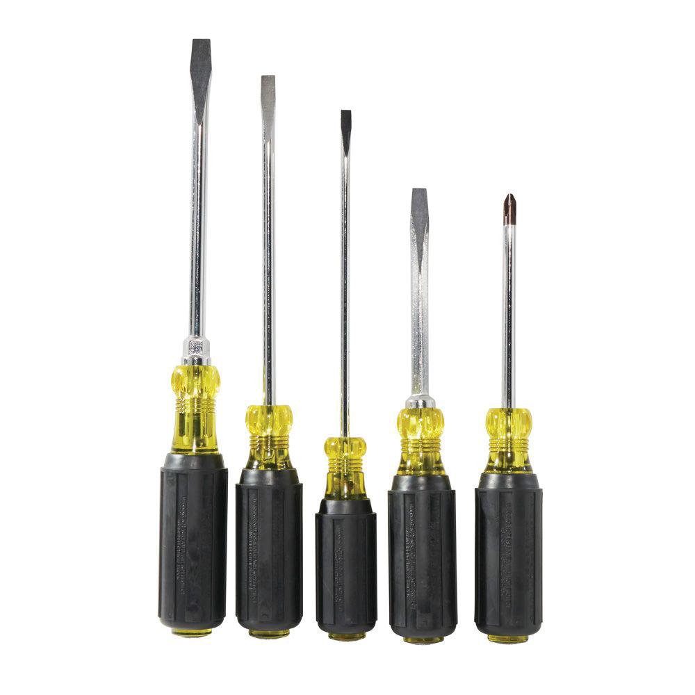 KLEIN TOOLS® 85075 Screwdriver Set, Cabinet, Keystone, Phillips® Point, #2, 1/4 in, 3/16 in, 5/16 in Point, 5 -Piece