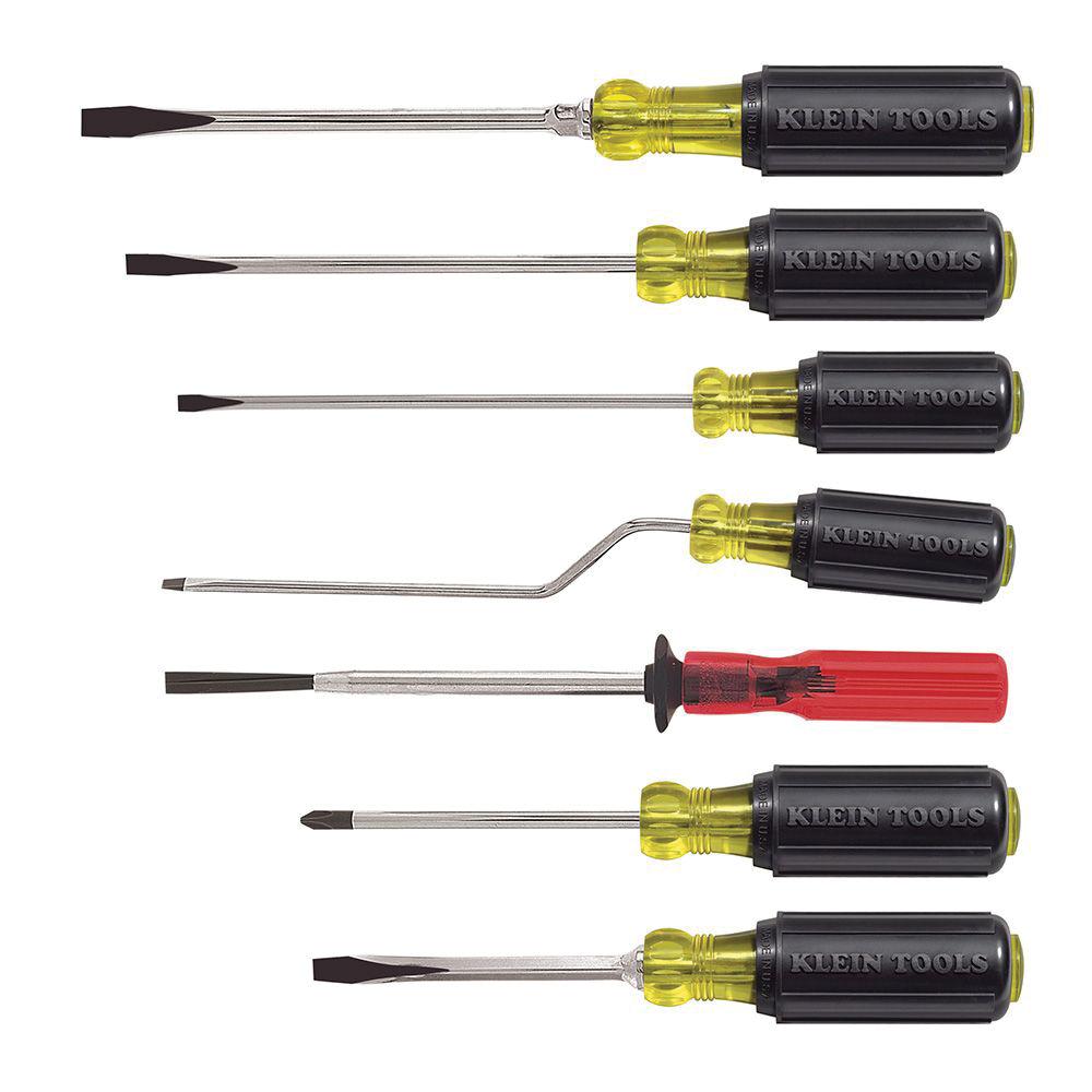 KLEIN TOOLS&reg; 85077 Multiple Application Screwdriver Set, Cabinet, Keystone, Phillips&reg;, Slotted Point, 7 -Piece