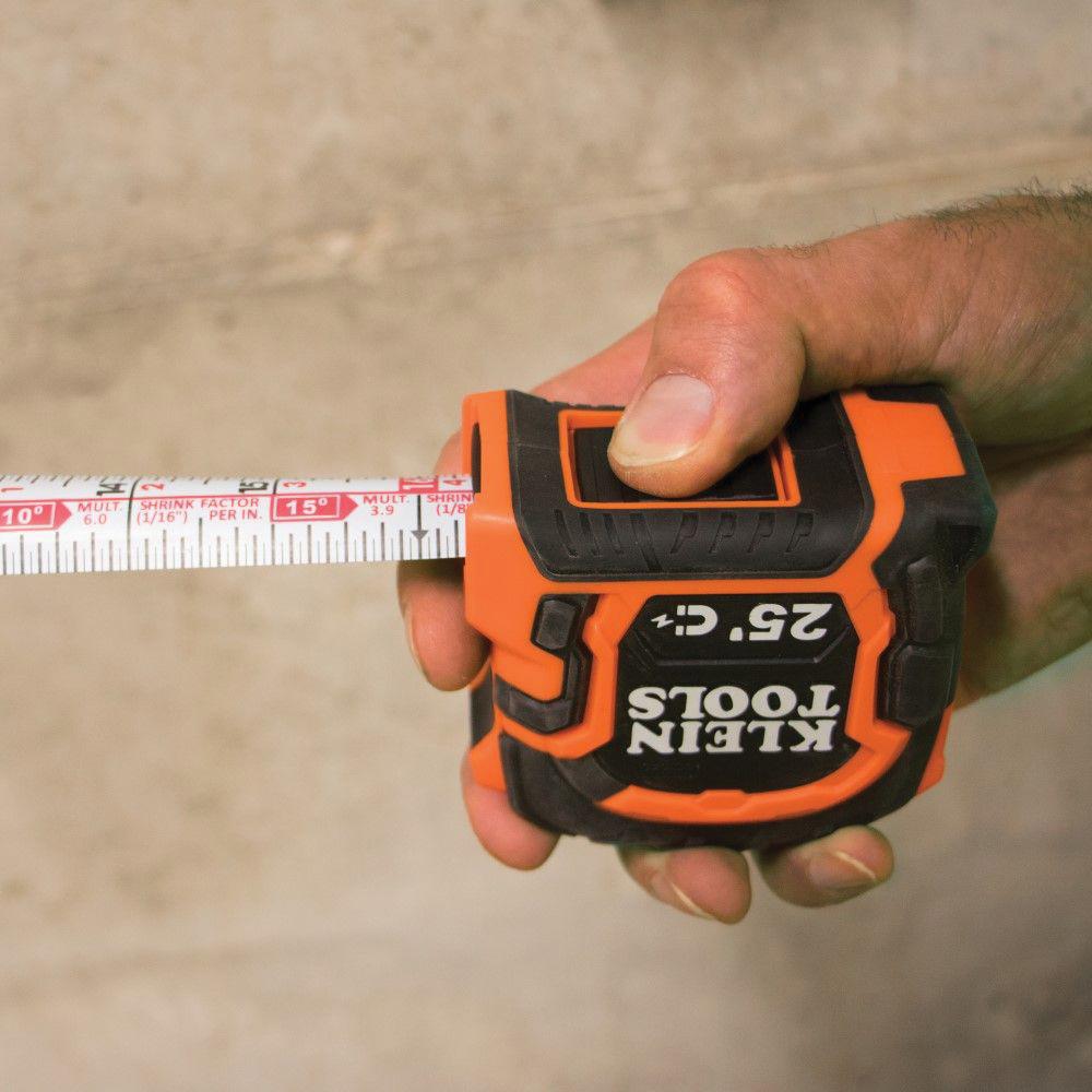 KLEIN TOOLS® 86225 Tape Measure, 25 ft L Blade, Steel Blade