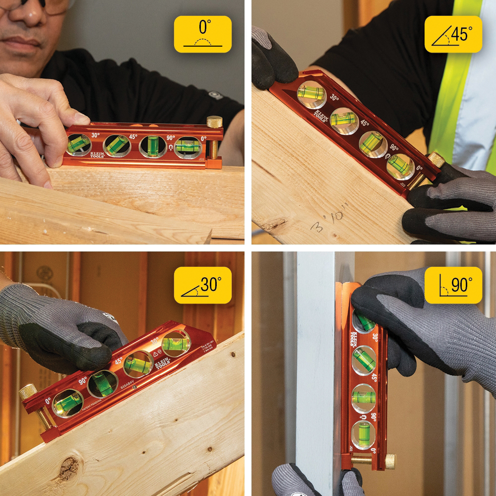 KLEIN TOOLS® ACCU-BEND™ 935AB4V Level, 6-1/4 in L, 4 -Vial, Aluminum Housing, Magnetic thumbnail 3