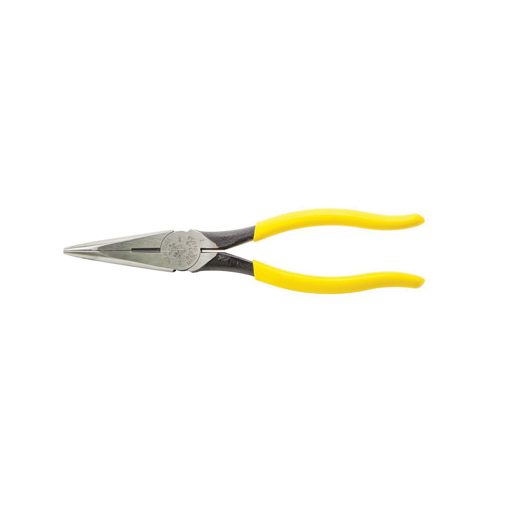 KLEIN TOOLS® D203-8 Side Cutting Long Nose Pliers, 8-7/16 in OAL, 1-1/4 in Jaw Opening, 1 in W Jaw, 2-5/16 in L Jaw