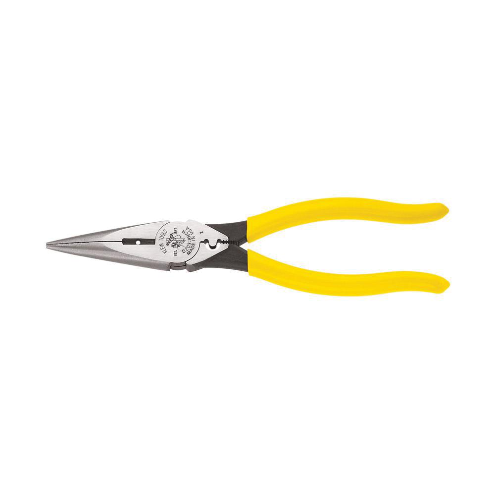 KLEIN TOOLS® D203-8NCR Plier, 8-7/16 in OAL, 12 AWG Cutting Capacity, 1-1/4 in Jaw Opening, 1 in W Jaw, 2-5/16 in L Jaw