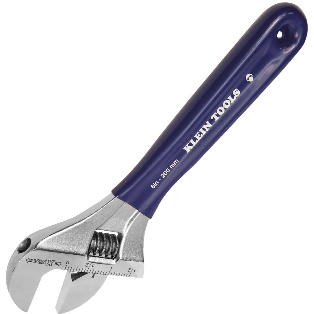 KLEIN TOOLS® D509-8 Adjustable Wrench, 8-1/2 in OAL, 1-1/2 in Jaw, Alloy Steel Jaw, High-Polished Chrome Jaw
