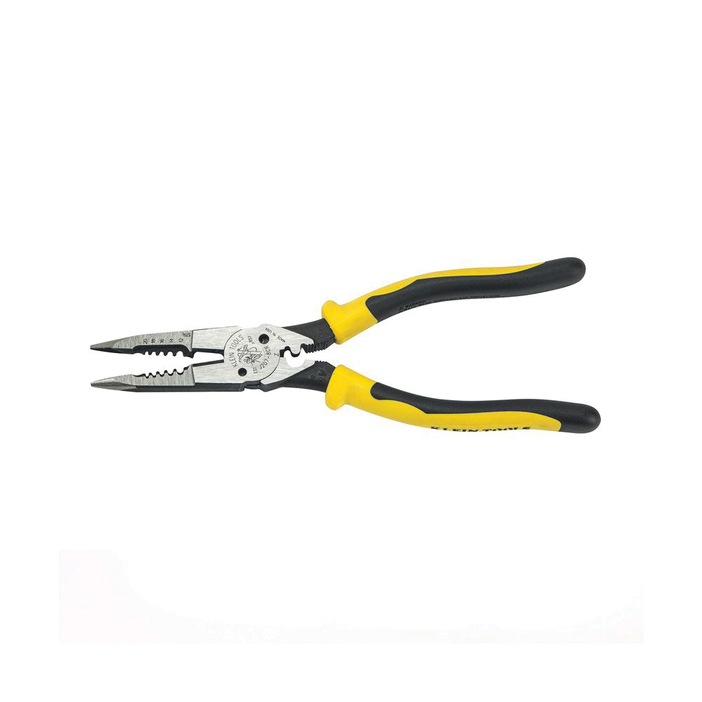 KLEIN TOOLS® J207-8CR Long Nose Pliers With Crimper, 8-5/8 in OAL, 1 in W Jaw, 2-3/16 in L Jaw, Ergonomic Handle