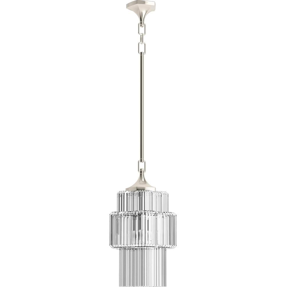 Kohler® Occasion™ K-31781-PE03-SNL Pendant Light, 120 V, Type T Bulb, 3 -Bulb, Ridged Cylindrical Lens thumbnail 2