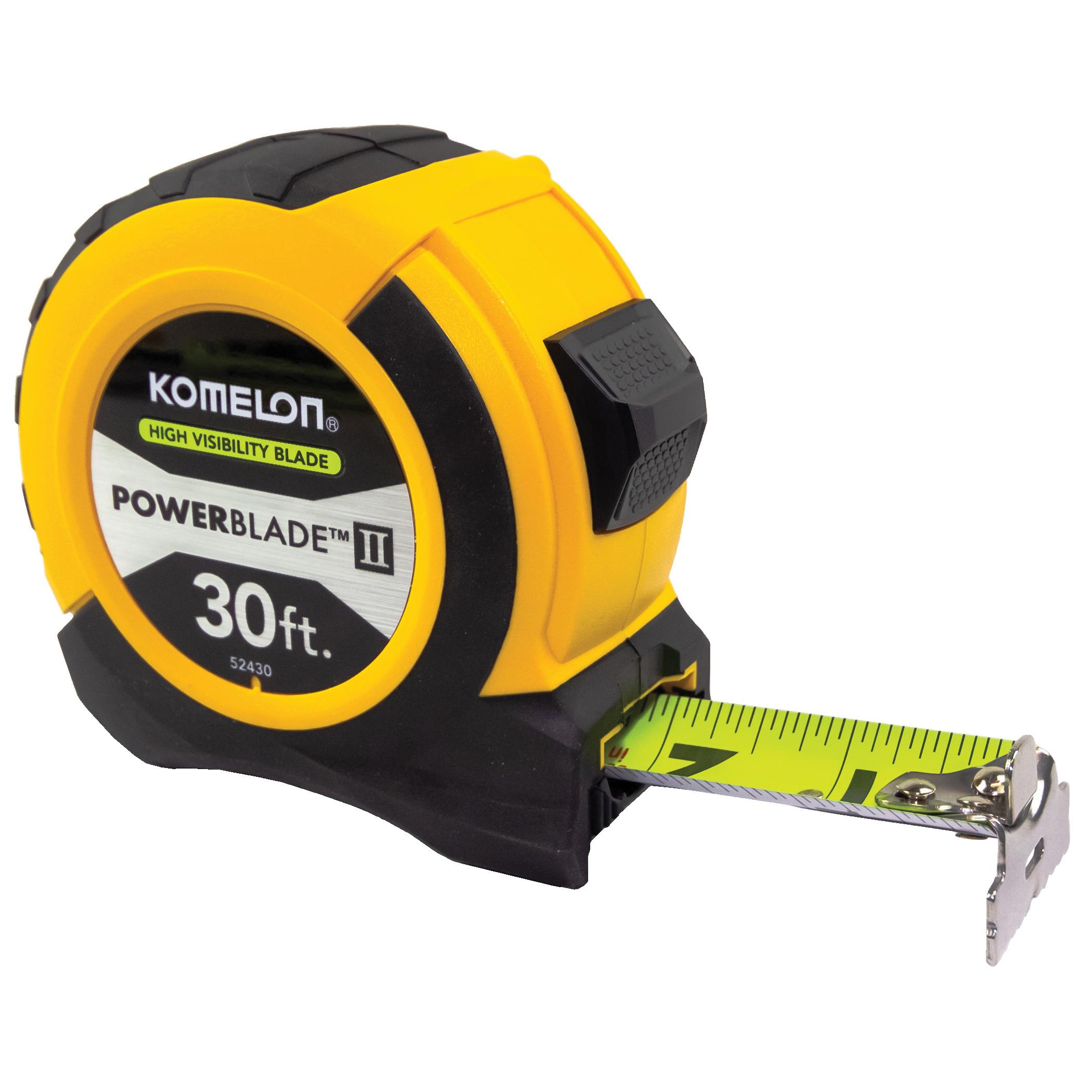 Komelon PowerBlade II 30 Ft x 1-1/16 inch Tape Measure with Dual End Hook