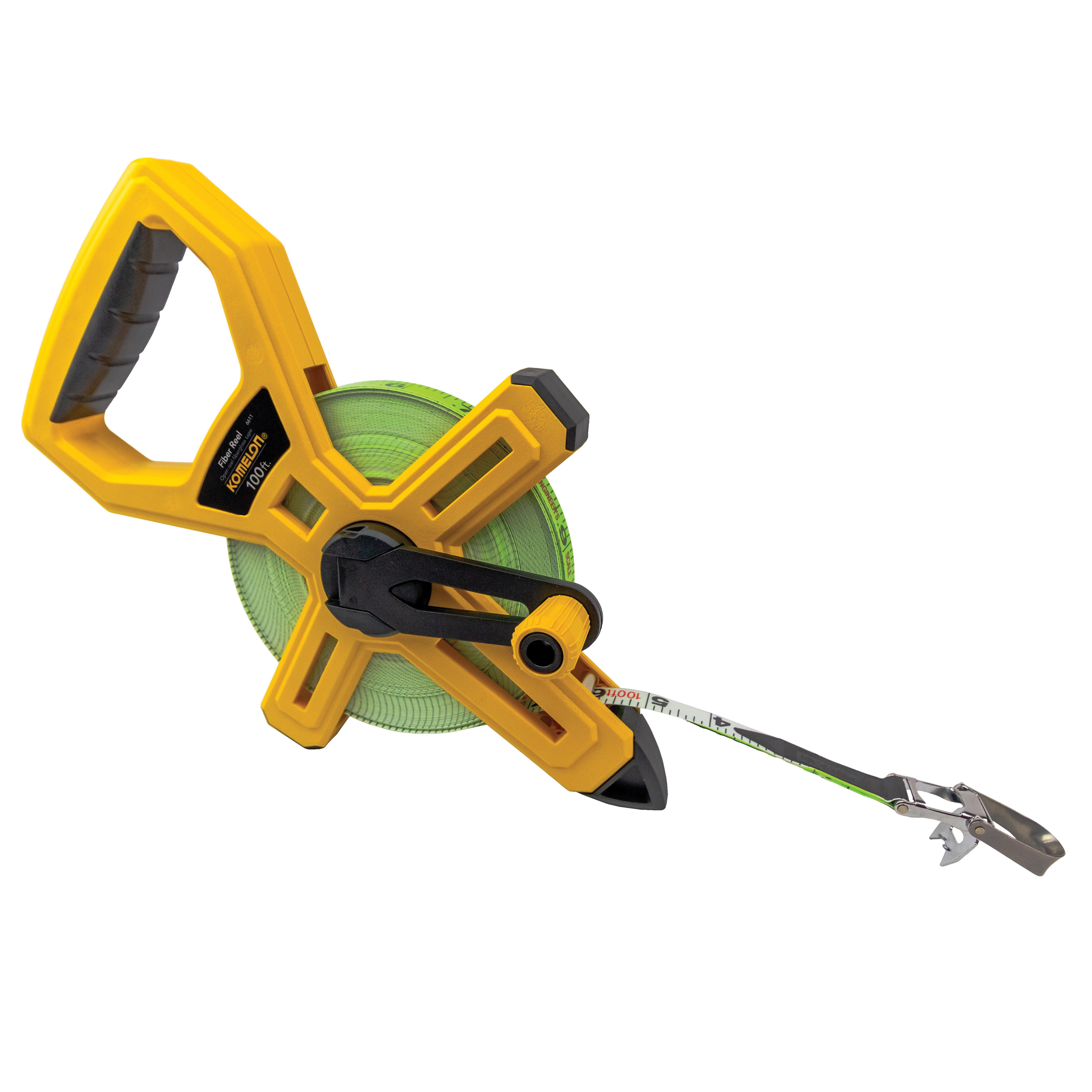 Komelon® 6611 Open Reel Fiberglass Tape Measure, 1/2 inch x 100 ft, Nylon