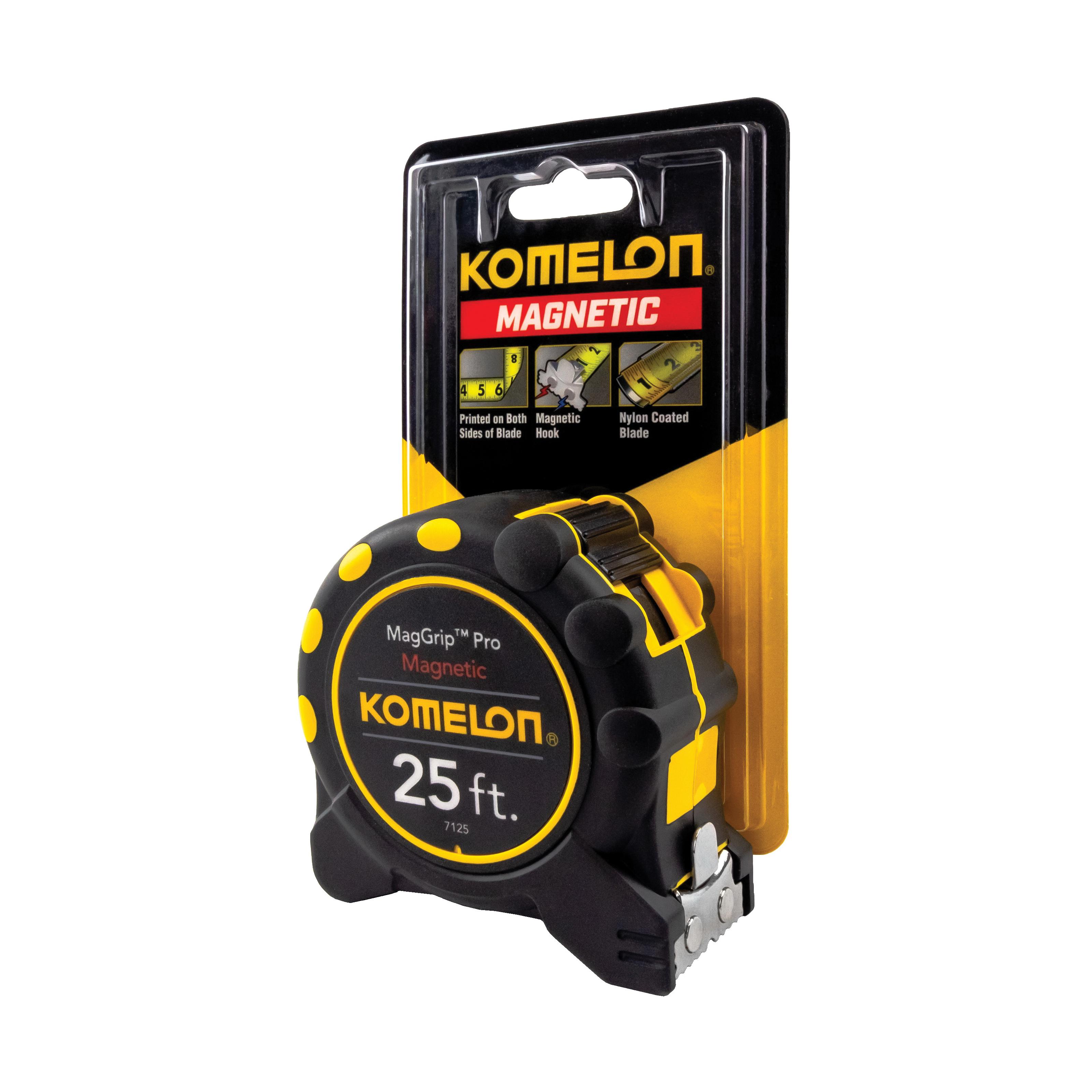 Komelon MagGrip Pro 25 Ft x 1 inch Nylon Coated Steel Blade Tape Measure with Magnetic Dual End Hook thumbnail 4