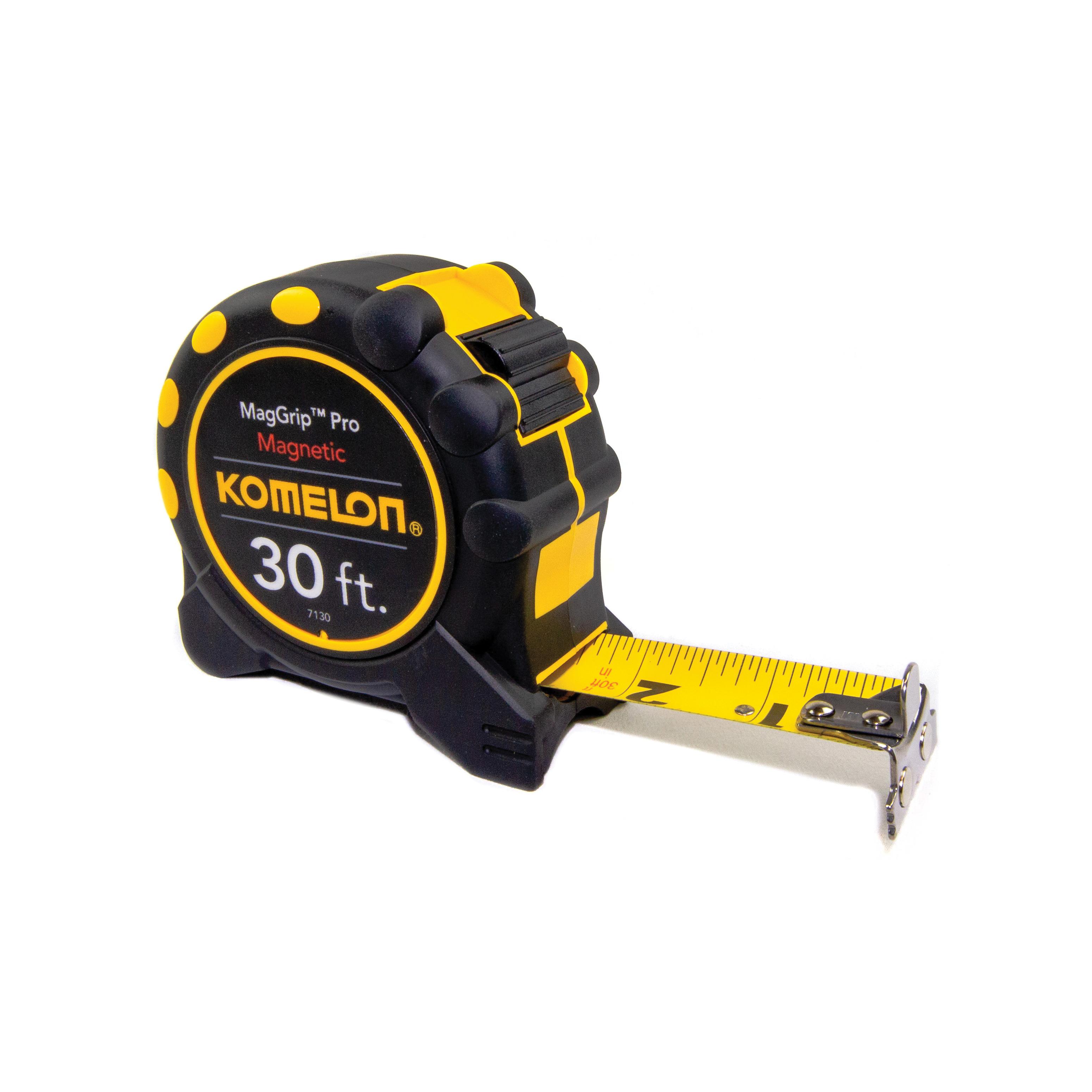 Komelon MagGrip Pro 30 Ft x 1 inch Nylon Coated Steel Blade Tape Measure with Magnetic Dual End Hook thumbnail 2