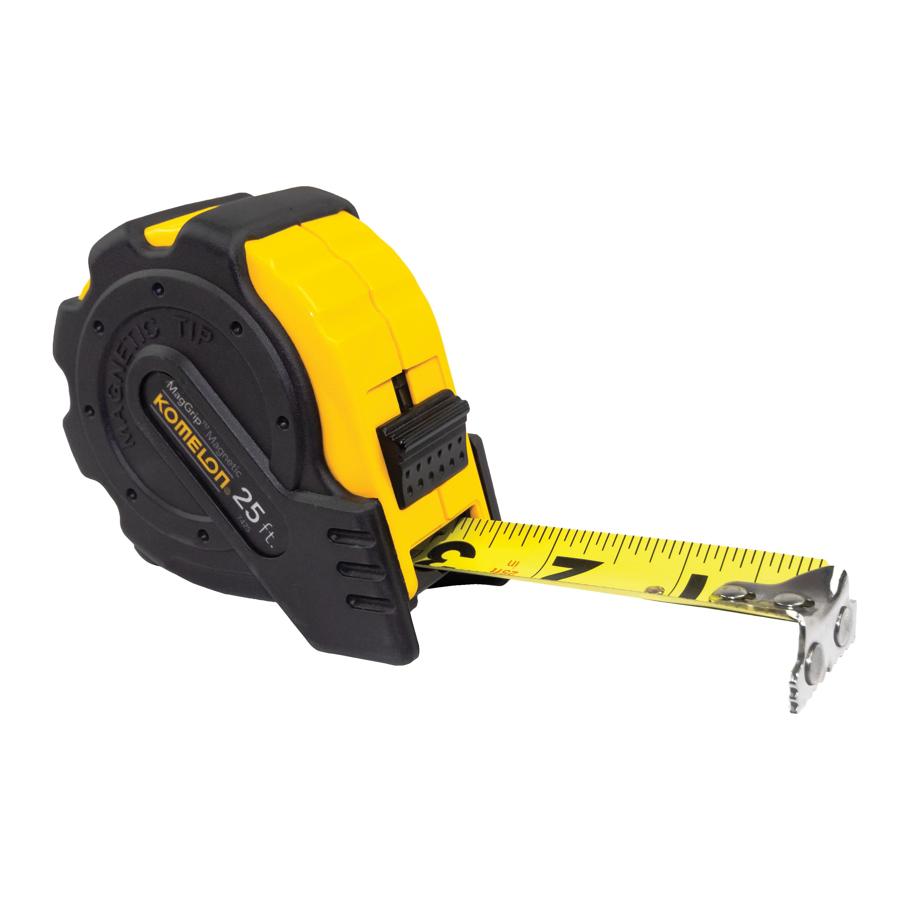 Komelon MagGrip 7425 Magnetic Steel Tape Measure, 1 inch x 25 ft, Nylon