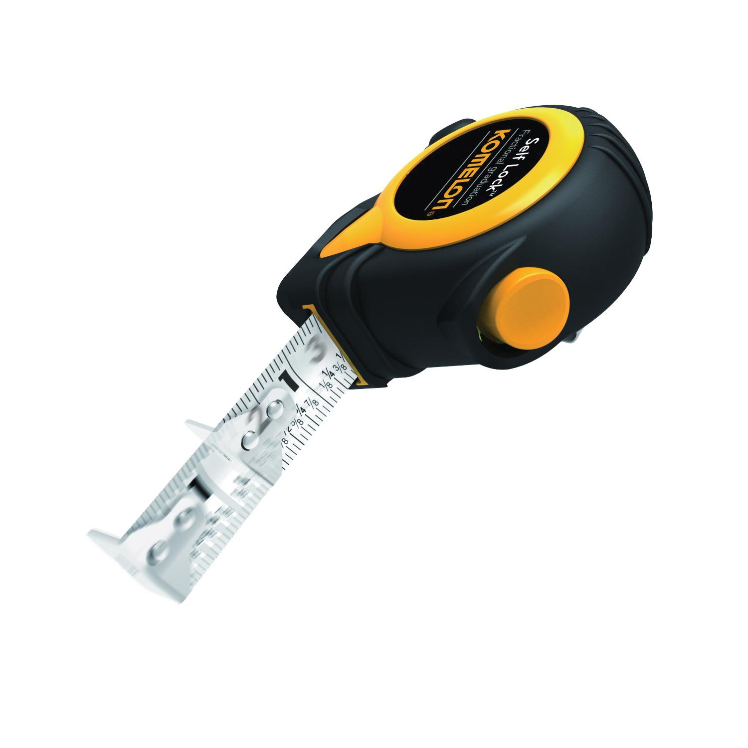 Komelon Self Lock Speed Mark 25 Ft x 1 inch Nylon Coated Steel Blade Tape Measure with Push Button Return thumbnail 2