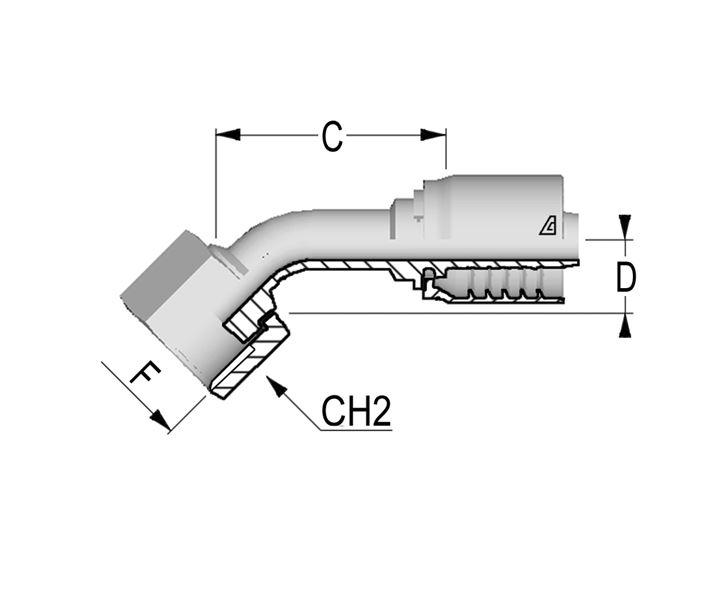 Alfagomma Hydraulic&reg; D-0808-FO45 HYAG-D-0808-FO45