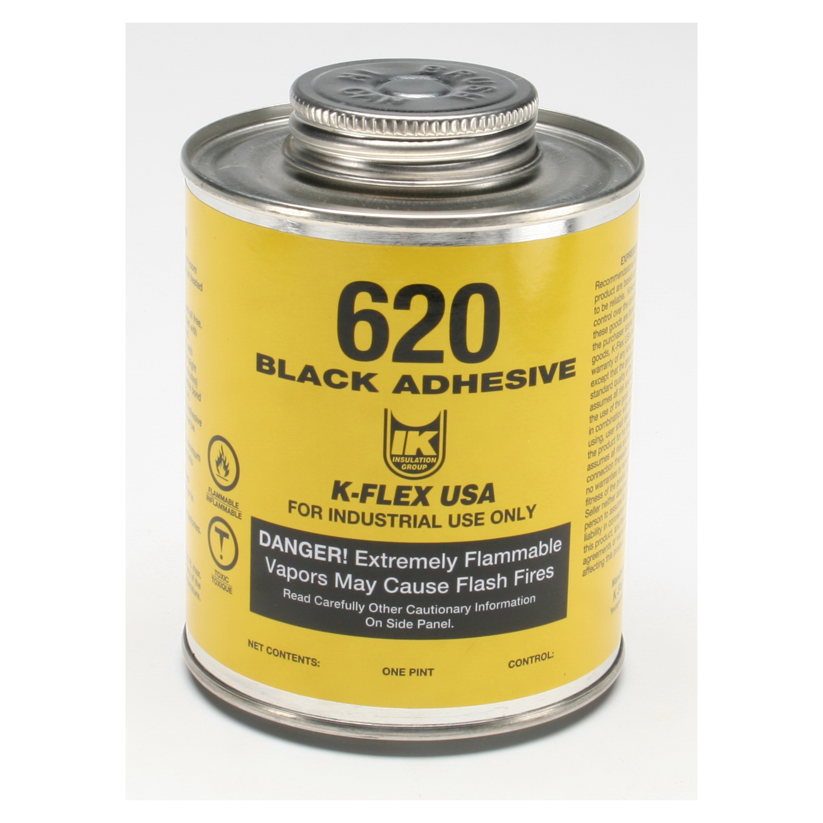 K-Flex 620 Series 800-620-PTB Contact Adhesive, Black, 35 min Curing, 1 pt, Brushtop Can