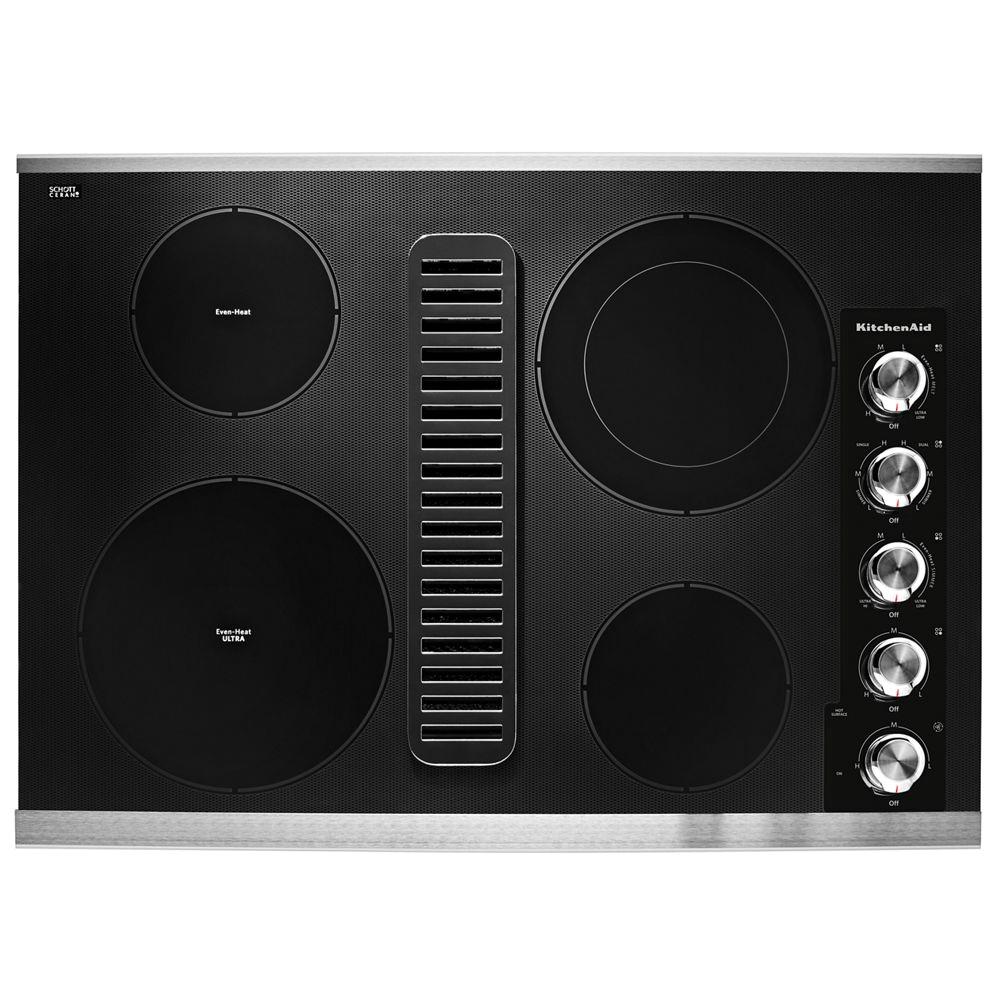 KitchenAid® KCED600GSS Electric Downdraft Cooktop With 4-Element, 30-7/8 in OAW, 22-1/16 in OAD, 4-Burner, 220 V thumbnail 2