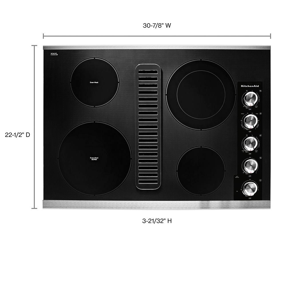 KitchenAid® KCED600GSS Electric Downdraft Cooktop With 4-Element, 30-7/8 in OAW, 22-1/16 in OAD, 4-Burner, 220 V thumbnail 4