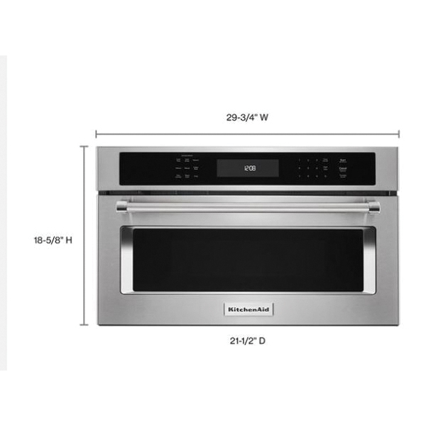 KitchenAid® KMBP100ESS Built-In Microwave Oven, Digital Display, Stainless Steel, 1200 W, 208/240 V thumbnail 2