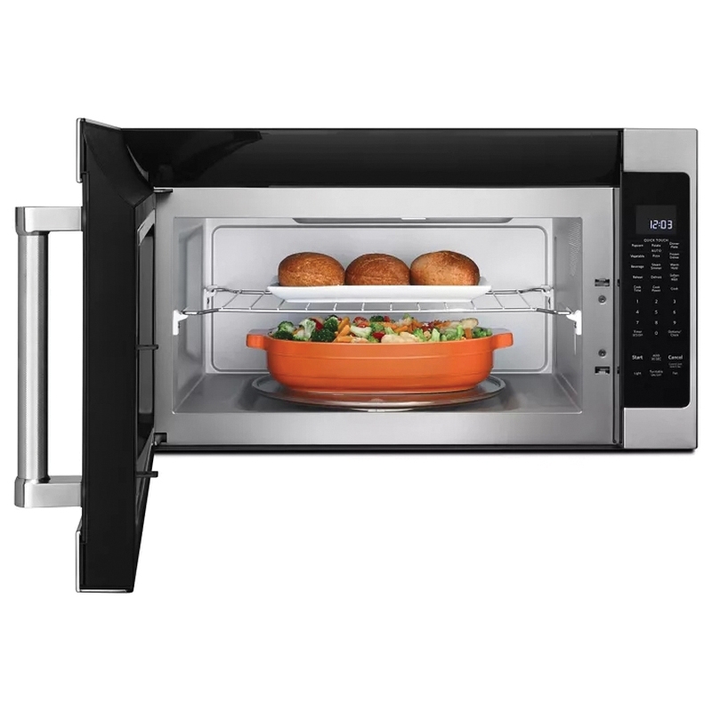 KitchenAid® KMHS120ESS Microwave Hood Combination, VFD Display, Black/Stainless Steel, 1000 W, 120 V thumbnail 2