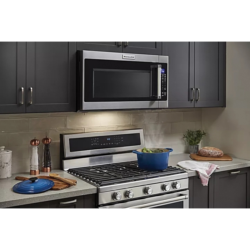 KitchenAid® KMHS120ESS Microwave Hood Combination, VFD Display, Black/Stainless Steel, 1000 W, 120 V