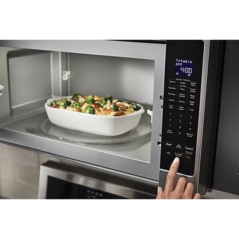 KitchenAid® KMHS120ESS Microwave Hood Combination, VFD Display, Black/Stainless Steel, 1000 W, 120 V thumbnail 3