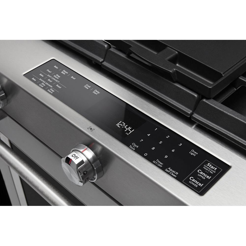 KitchenAid® KSDB900ESS 7.1 cu-ft 5-Burners Slide-In Convection Range with Baking Drawer, Stainless Steel thumbnail 2