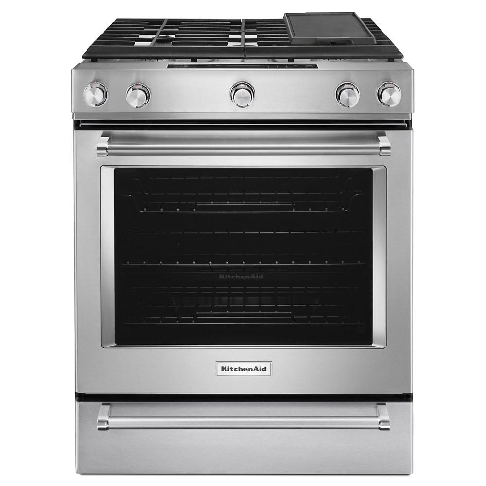 KitchenAid® KSGB900ESS 6.5 cu. ft Slide-In Gas Range, Stainless Steel thumbnail 2