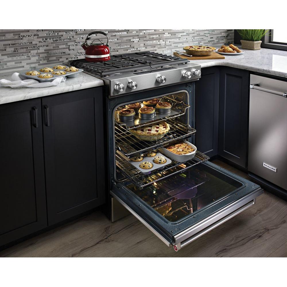 KitchenAid® KSGB900ESS 6.5 cu. ft Slide-In Gas Range, Stainless Steel thumbnail 4