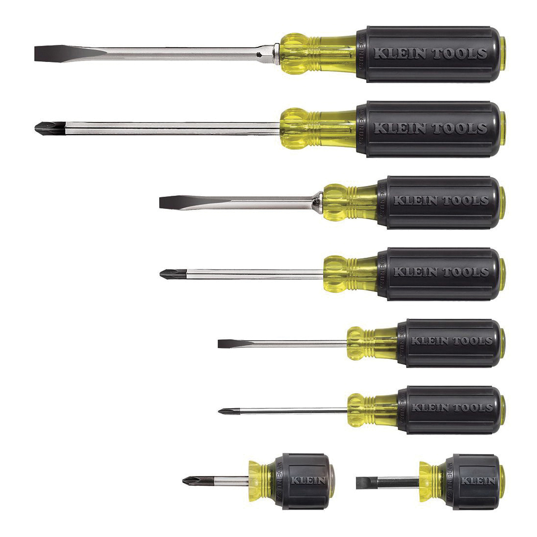 KLEIN TOOLS® 85078 Screwdriver Set, Phillips® Point, 1/4 in, 5/16 in, 3/16 in, #1, #2, #3 Point, Non-Insulated, 8-Piece