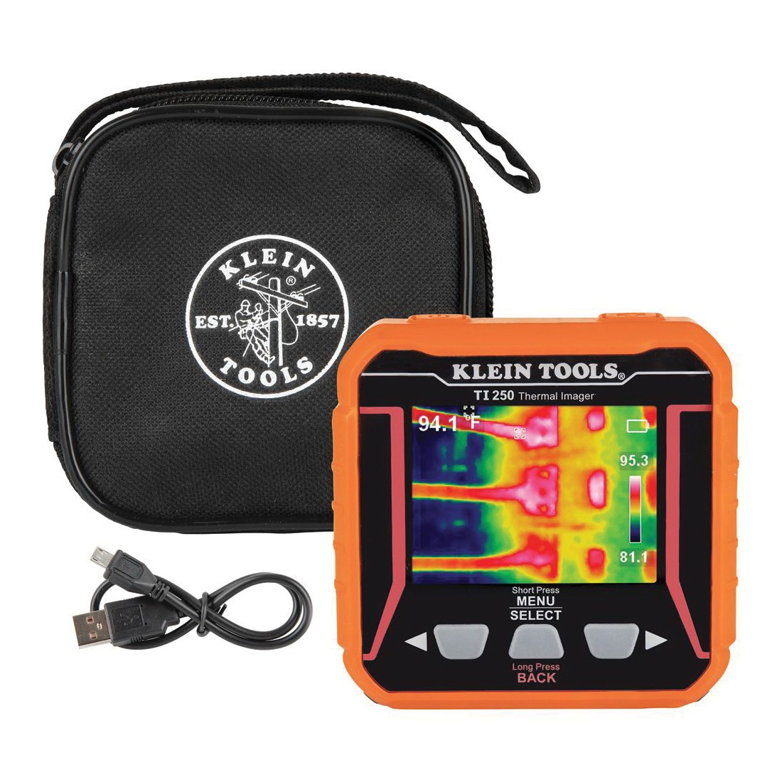 KLEIN TOOLS® TI250 Rechargeable Thermal Imager, -4 to 752 deg F, <60 % Thermal Sensitivity, 10000 pixel Resolution