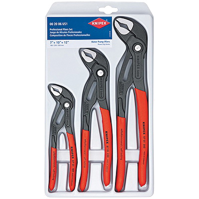 KNIPEX® 002006US1 Pliers Set, 7 1/4 in, 10 in, 12 in OAL, 1-1/2 in, 2 in, 2-3/4 in Jaw Opening, Non-Slip Grip Handle