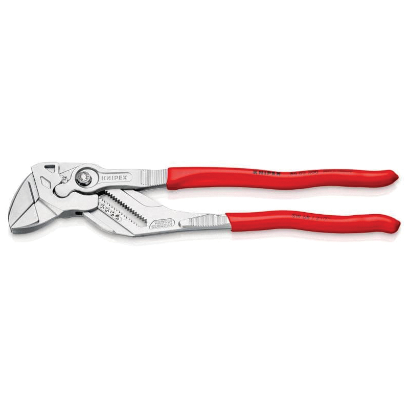 KNIPEX® 8603300SBA Pliers Wrench, 12 in OAL, 2-1/2 in Cutting Capacity, 9.5 mm W Jaw, Coated Grip Handle, Smooth Jaw