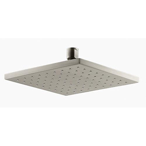 Kohler&reg; Brass Contemporary Square Rainhead with Katalyst air-induction spray, 8 inch, 1/2-14 NPT, 2.5 gpm, Vibrant Brushed Nickel