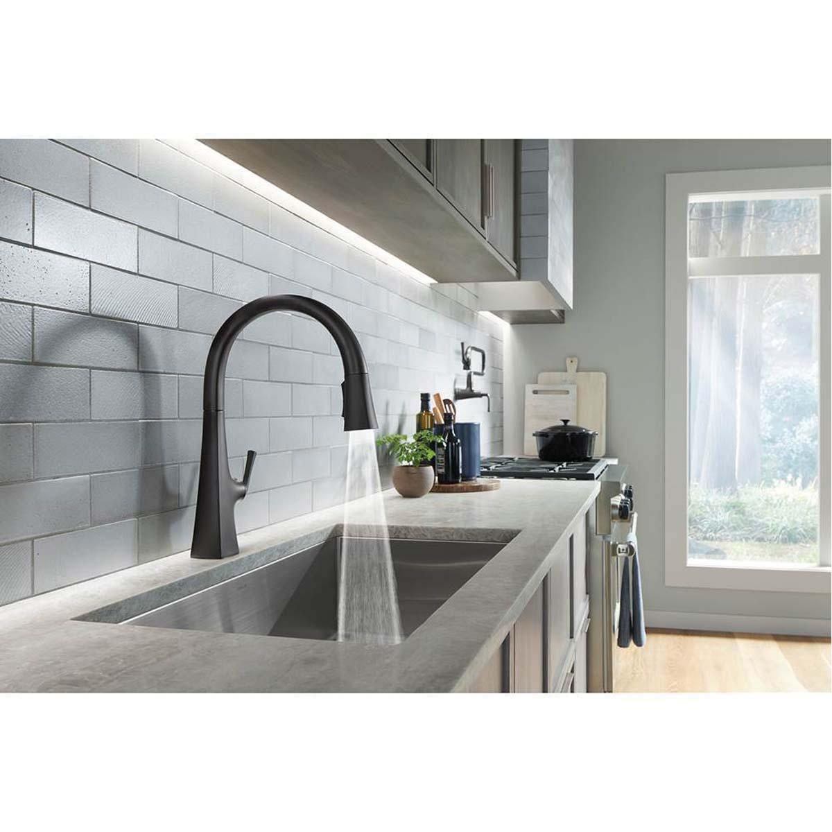 Kohler® Graze® K-22062-BL Kitchen Faucet, Deck, Pull-Down, Matte Black thumbnail 2